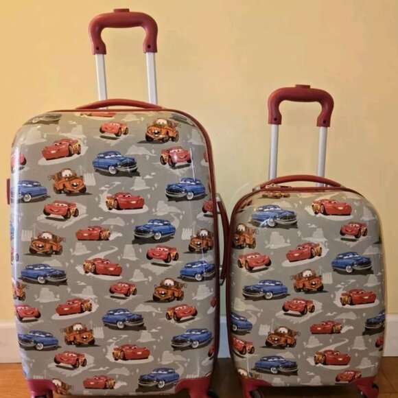 POTTERY BARN MACKENZIE PIXAR CARS SPINNER LUGGAGE SET (SMALL & LARGE) HARD SIDED - Picture 2 of 9